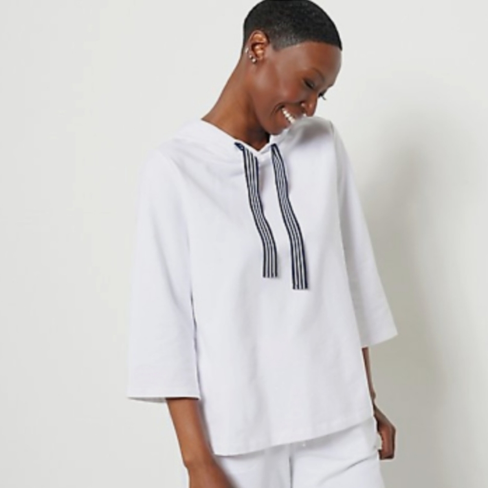 Jason Wu White Boxy Sailor Collar Sweatshirt